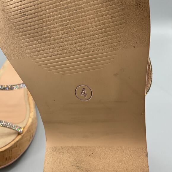 NEW Steve Madden Girls Varia Rhinestone Wedge Sandals Beige Size 4 - Picture 5 of 10